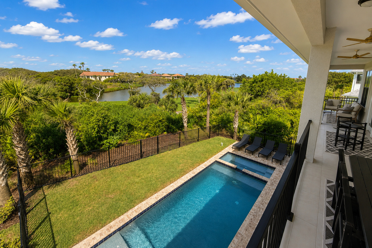 Morning coffee never tasted better than up here, overlooking your private pool with the golf course and lake stretching to the horizon. Wave to the early golfers, plan the day together, and drink in a view you'll be dreaming of long after you leave.