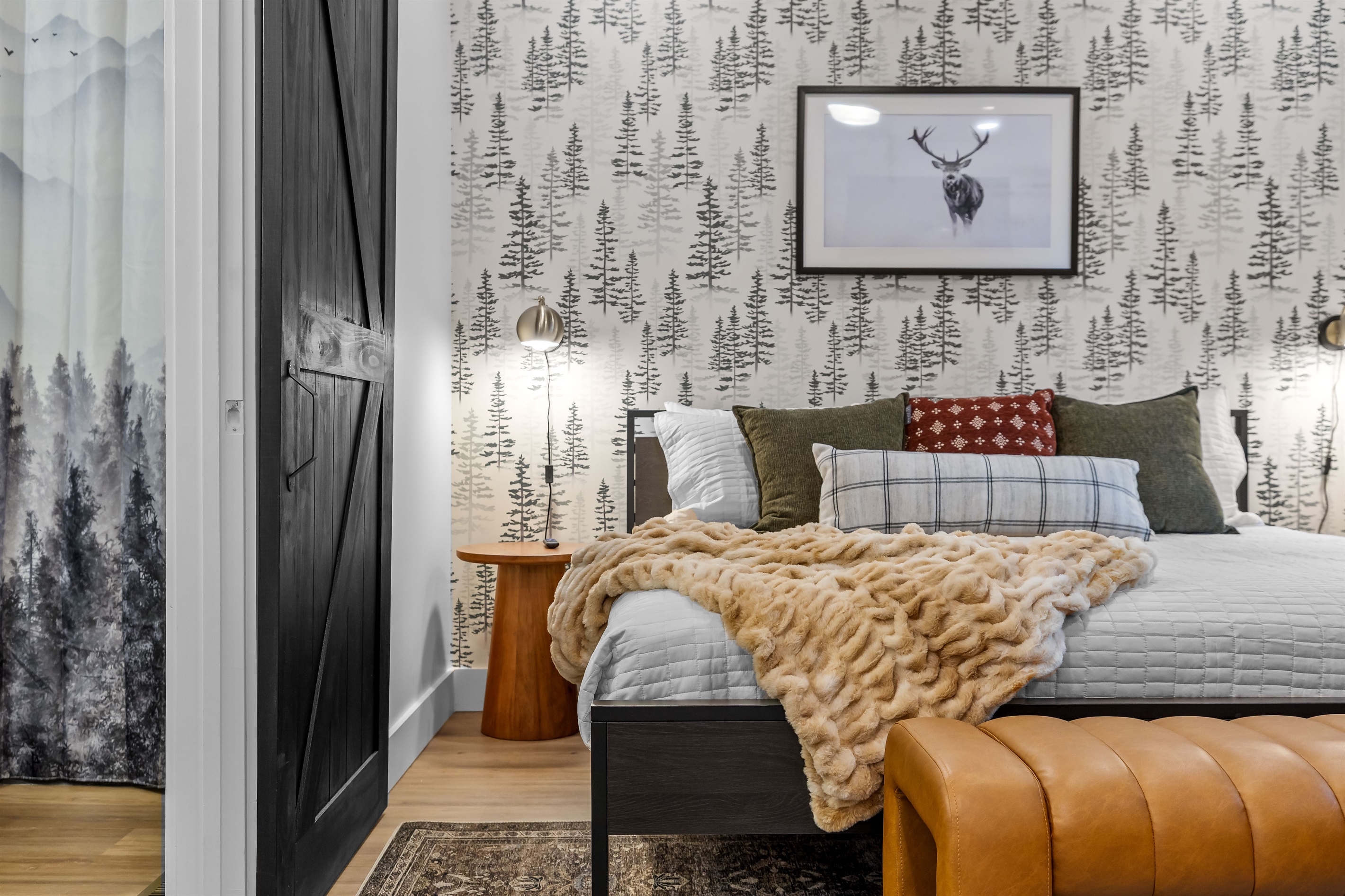 Main level King Suite with dreamy forest vibes