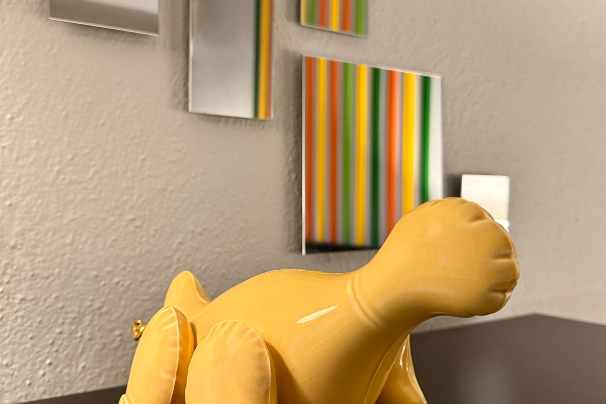 Original art throughout the flat and building.