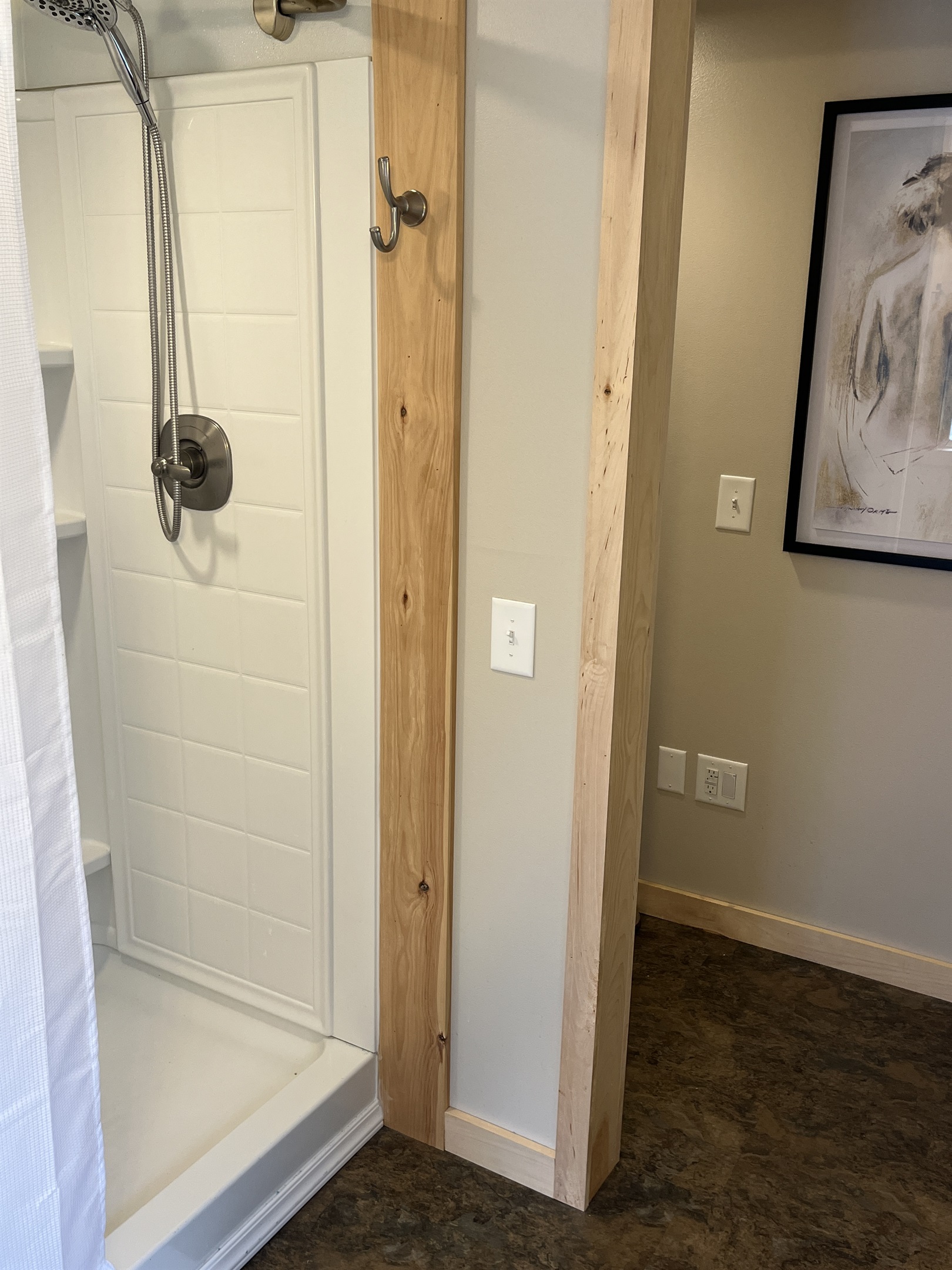 2nd floor bath with 2 vanities and shower