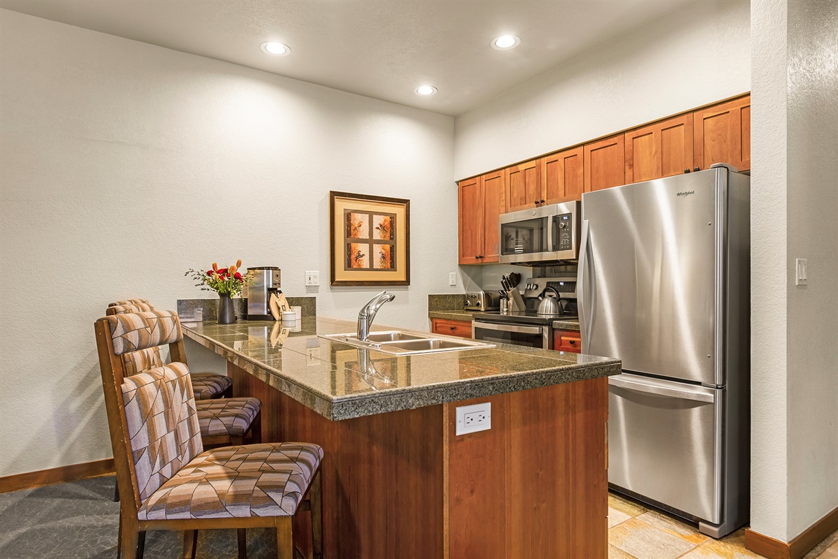 Kitchen with extra bar seating