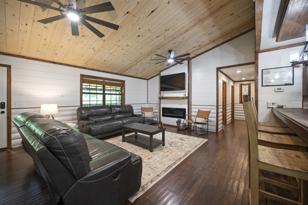 Large living room with plenty of seating.