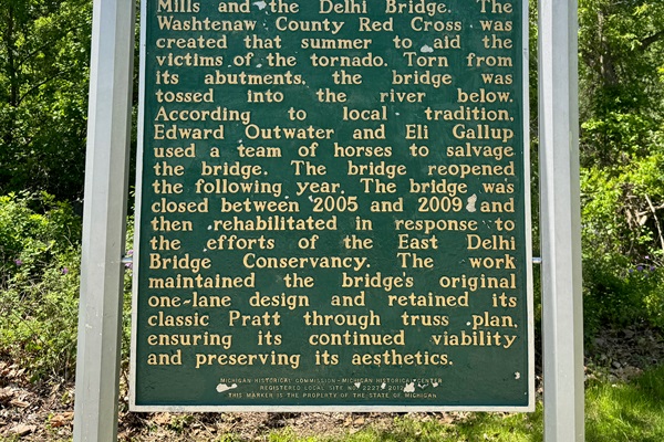 Just a short walk from the guest house: the historic Delhi Bridge! Built in 1883, this local landmark famously survived a massive tornado in 1917. Today, it's one of our favorite scenic spots along the river trails.