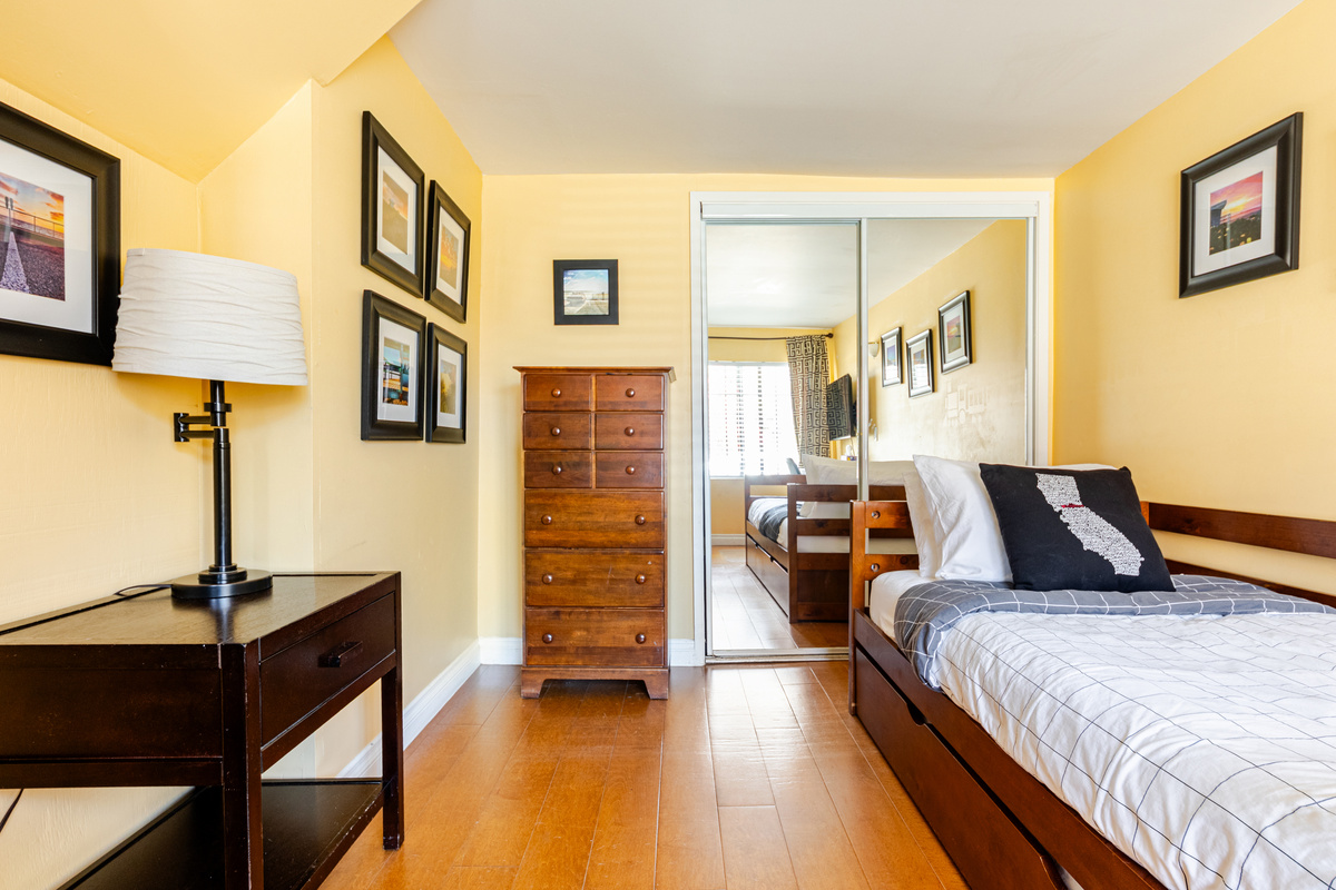 Bedroom #2 is located on the ground floor of the property accessible via a flight of stairs.