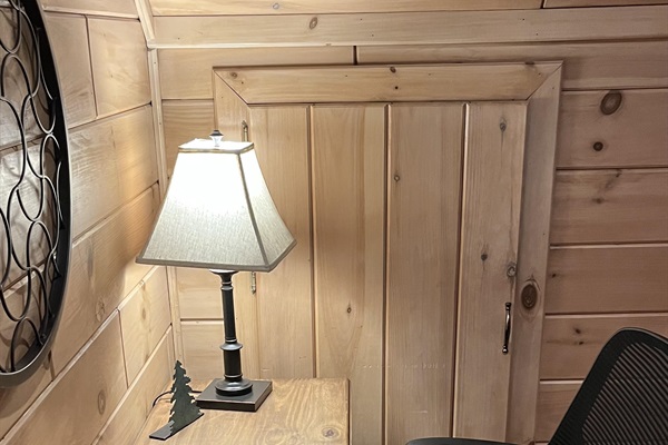 Desk/workstation is in an open area.