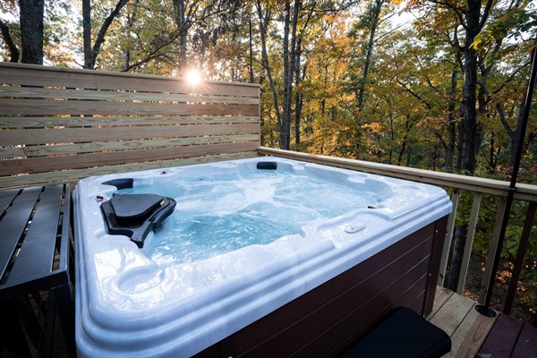 Brand new hot tub, with adjoining bar for anyone who wants to be social but stay dry!