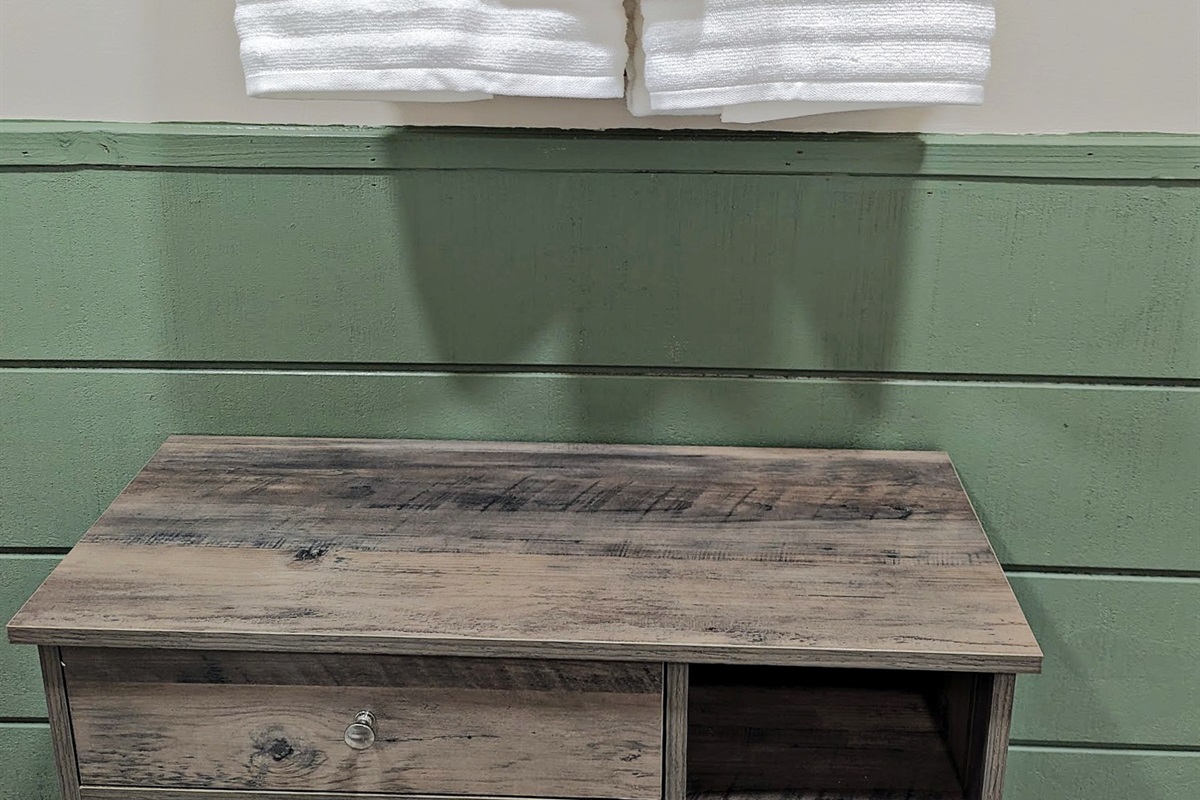 Even in our small space we have a place to put your toiletries while staying with us.