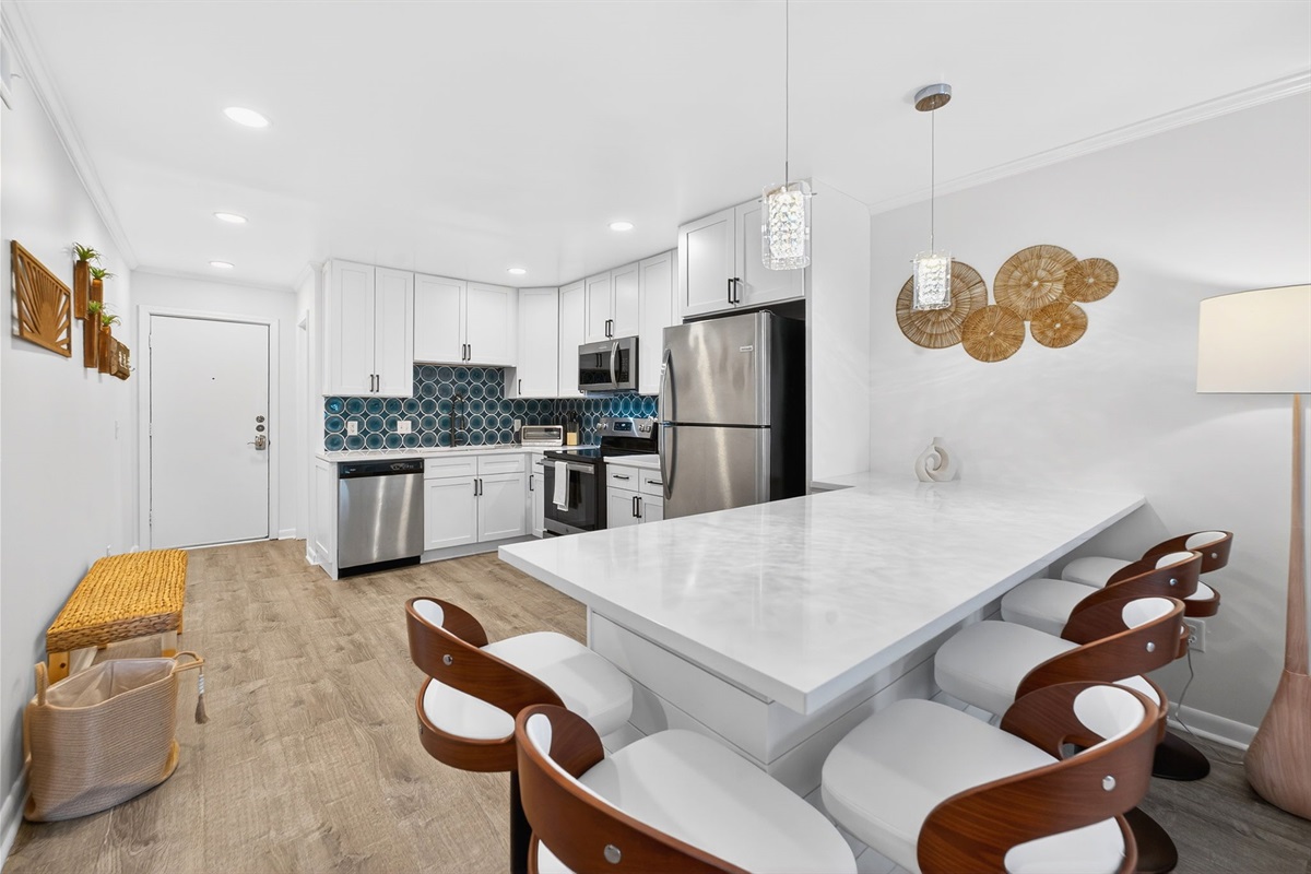 Kitchen & Dining | Beach Break | IOP Escapes Vacation Rentals | 1400 Ocean Blvd 106B, Isle of Palms SC