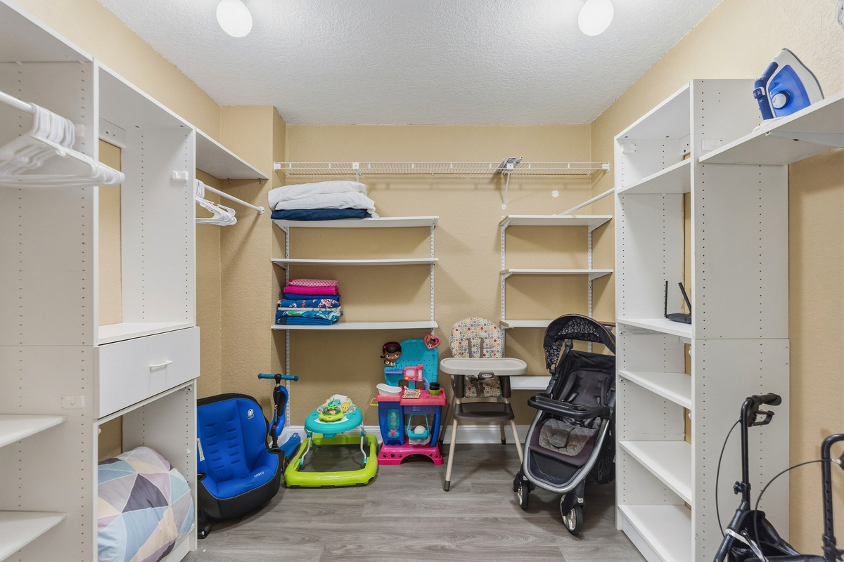 Car seat, high chair, stroller, baby toys, walker.