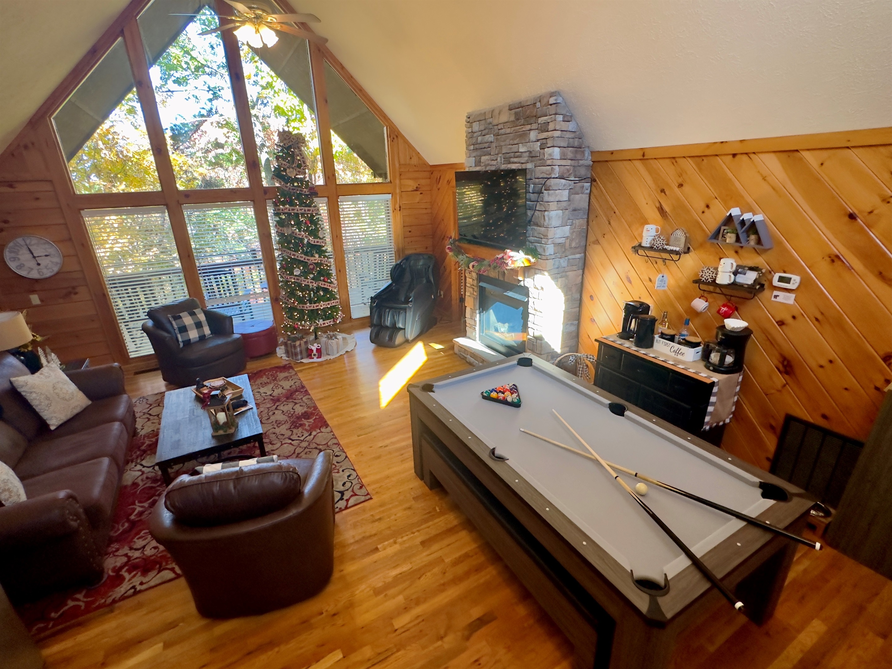 A spacious dining table that converts to a Pool Table or Ping Pong for hours of friendly competitive fun!