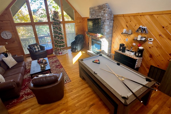 A spacious dining table that converts to a Pool Table or Ping Pong for hours of friendly competitive fun!