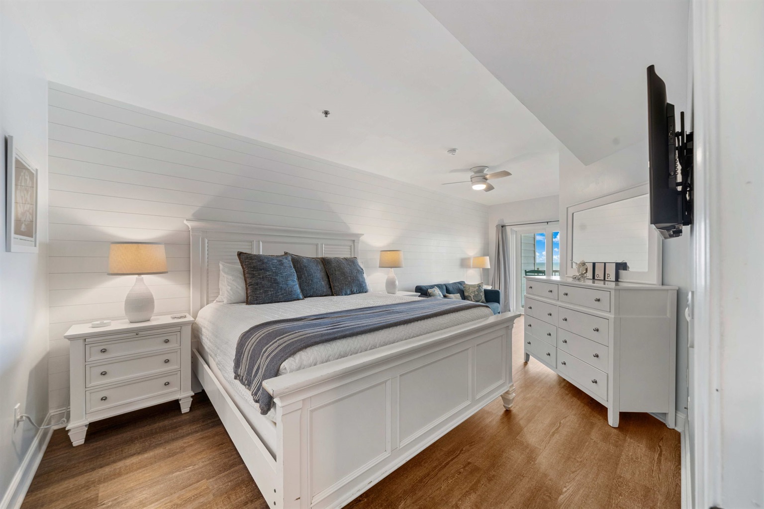 Bedroom 1: Primary king suite | Beach Breeze | Oceanview 202 | 1116 Ocean Blvd, Isle of Palms, SC | IOP Escapes
