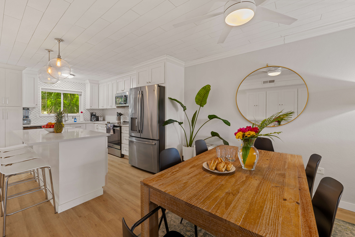 Enjoy a relaxed meal together in this inviting dining space.