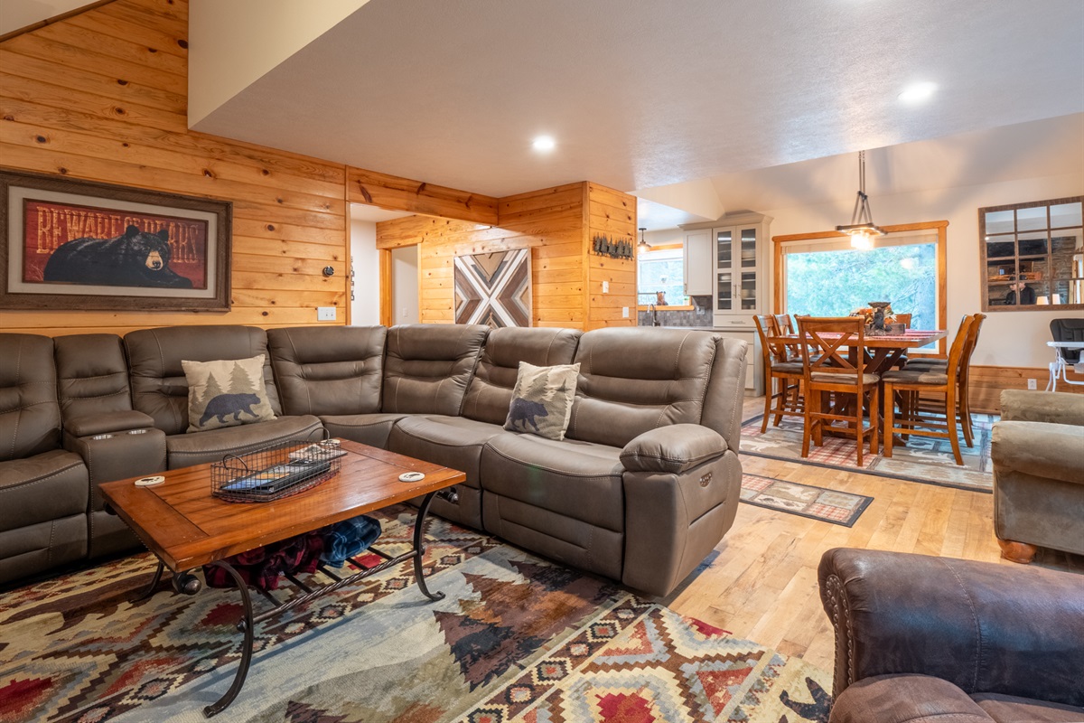 Dining overlooking the open concept living area.