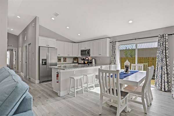 Eat at the kitchen island or at the dining room table - plenty of dining space for the entire group.  The nearest Publix grocery store is less than 2 miles from our home.