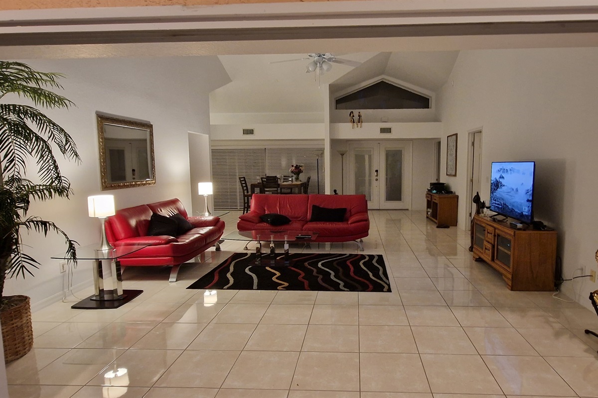 View of Living room and front door from lanai