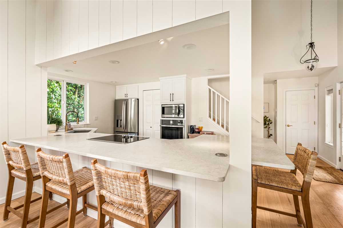 Gather around the large island for cooking, fun and meals. 