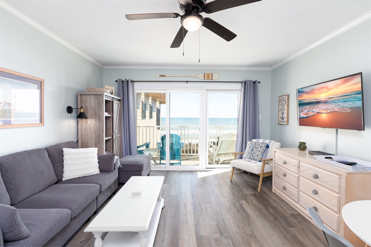 Sliding glass door to balcony