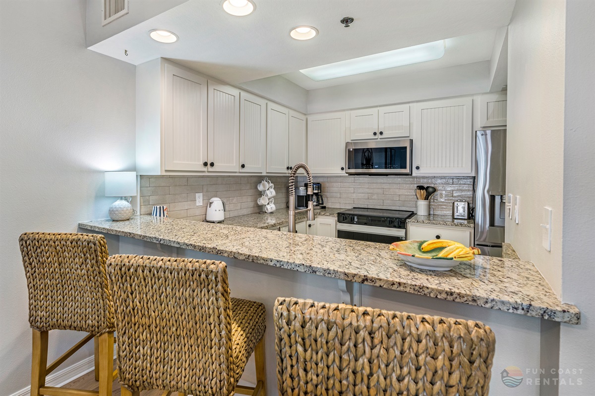 Updated Kitchen with Bar Seating