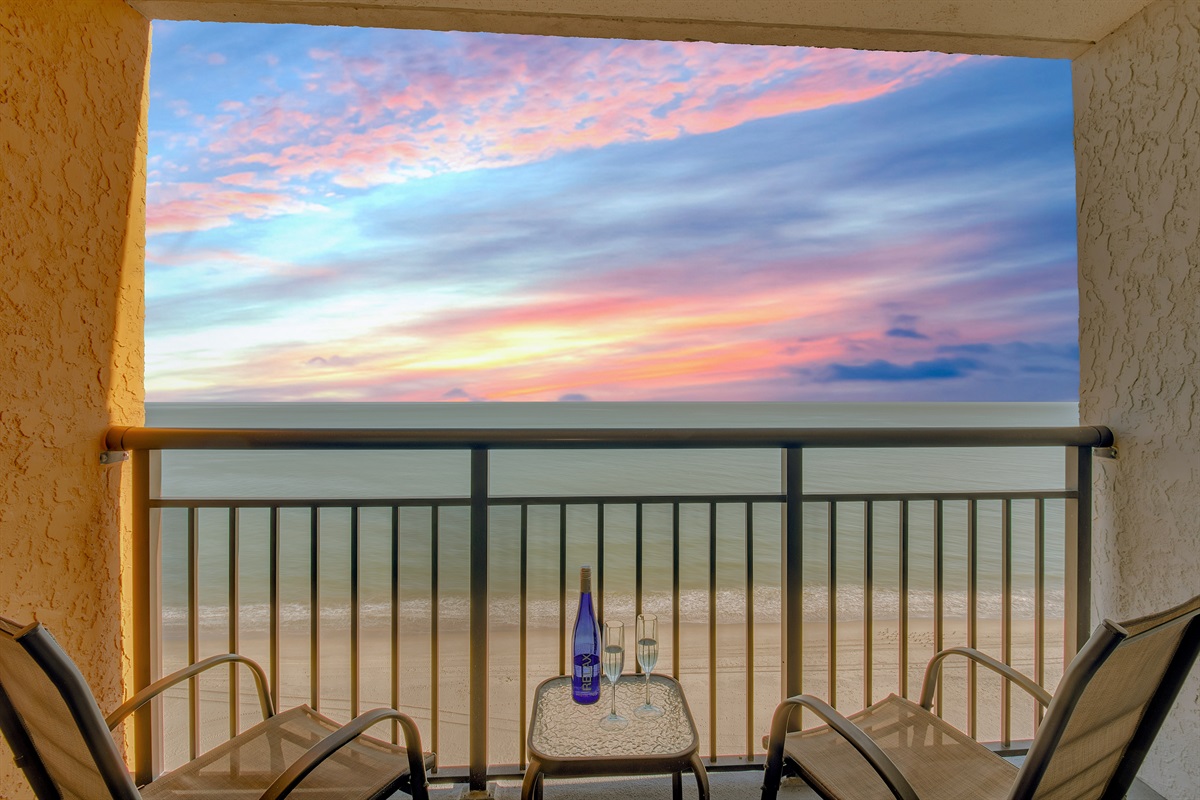 Sit back, relax and sip a cup of coffee while enjoying the front row seat view of the skyblue sea.