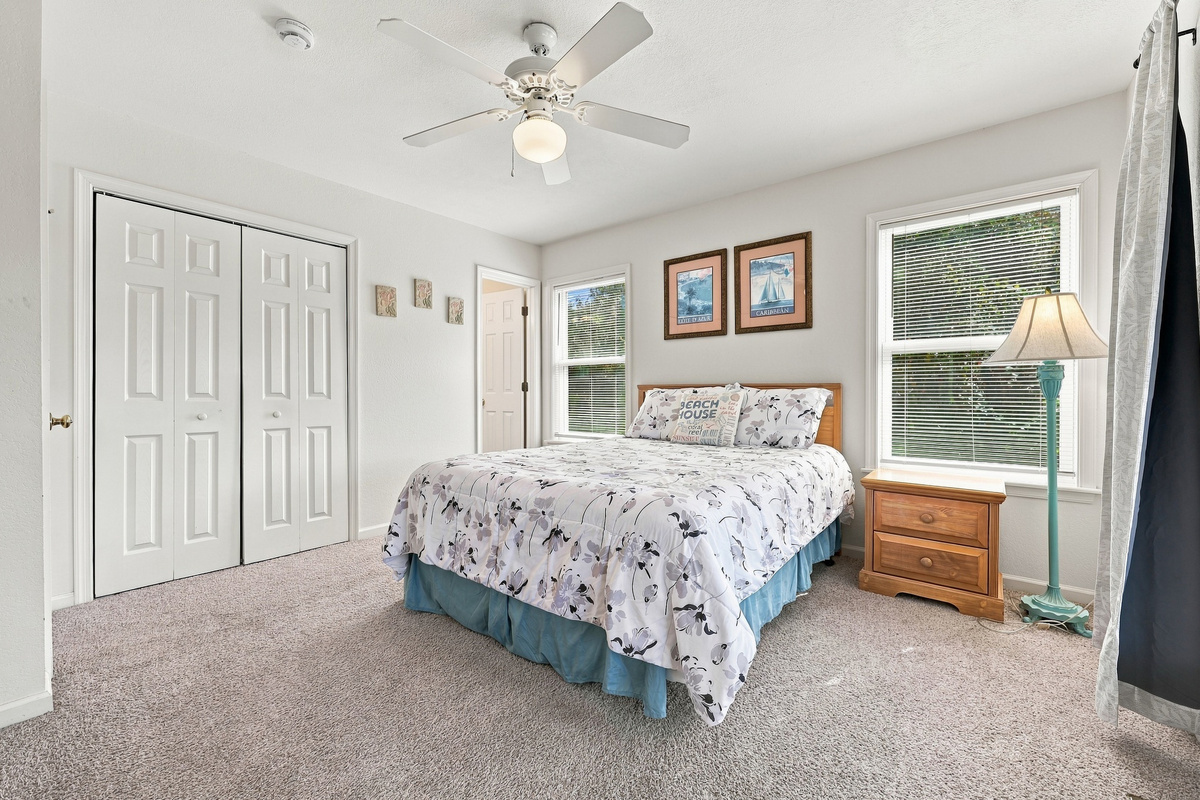 Roomy and relaxed, with a big closet and coastal touches.