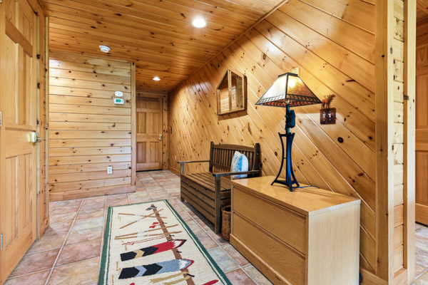 Thoughtfully designed interiors blend rustic character with modern comfort throughout the home.