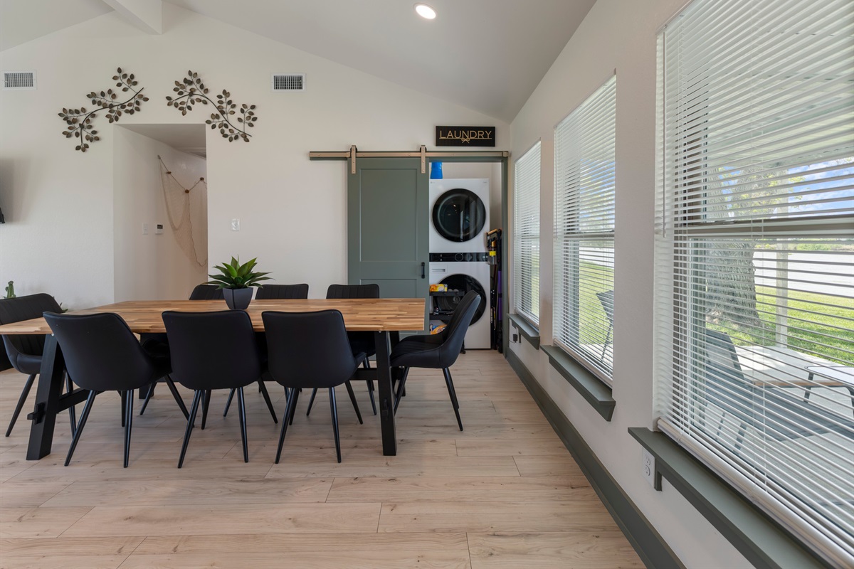 Dining and laundry area