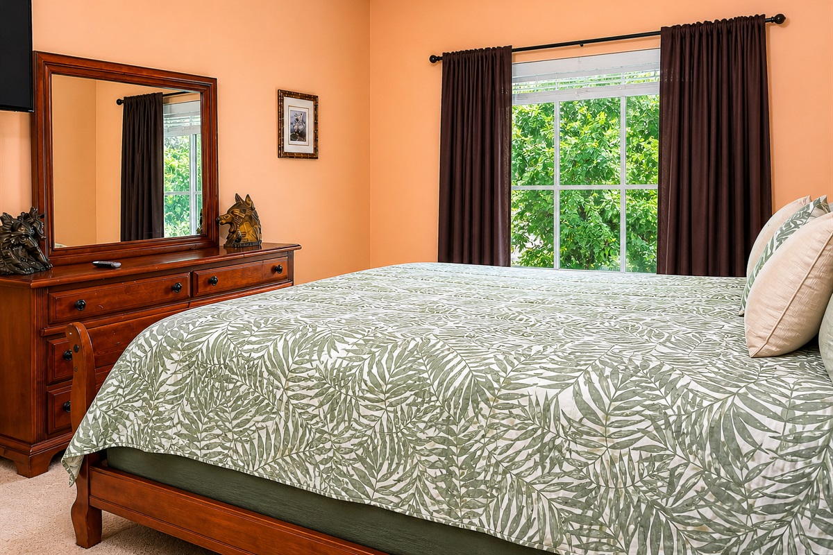 Bedroom 6 is large, with a king bed and big picture window for views. We added blackout curtains for those afternoon naps.
