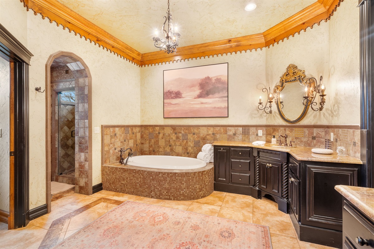 Jetted tub and a shower!