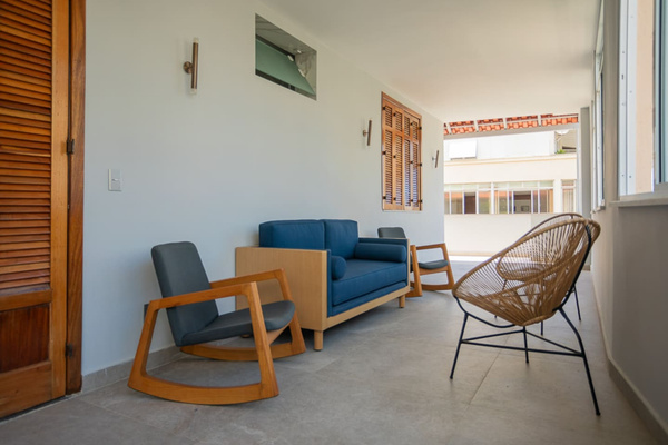 Covered terrace leading to open terrace.  All new windows that open widely for fresh breezes!