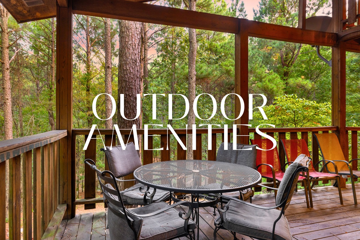 Covered deck with outdoor dining for fresh-air meals.
