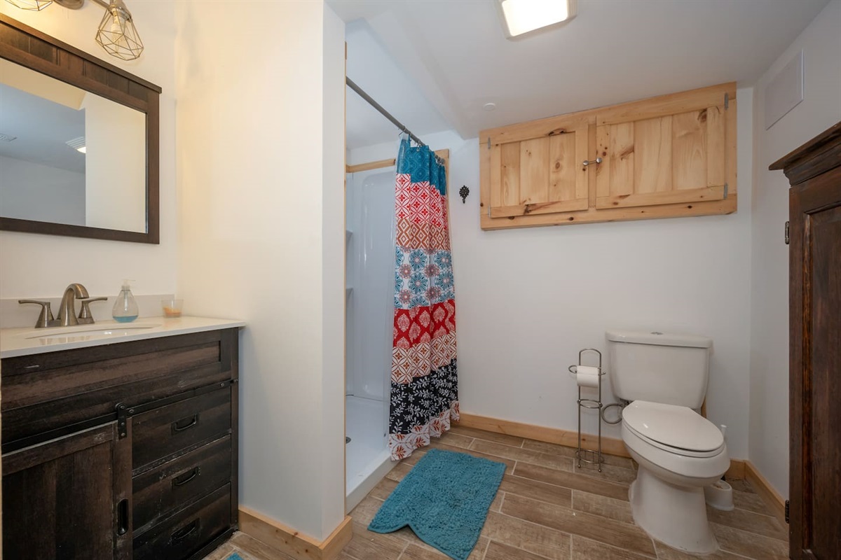 Lower level game room bath