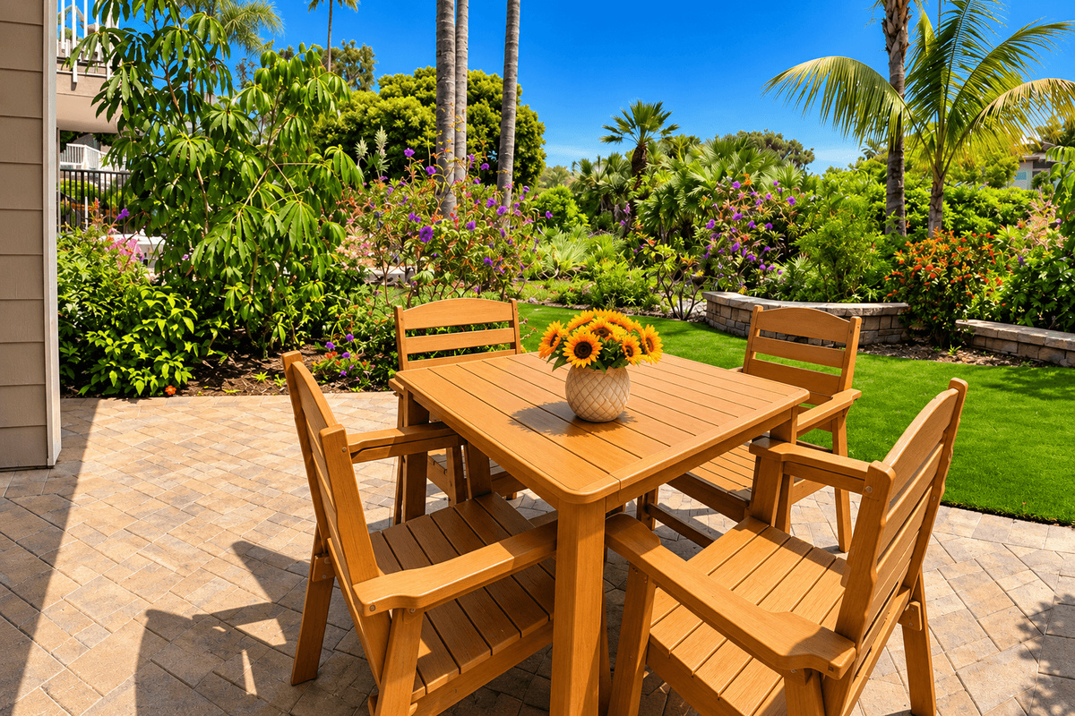 Gated garden area shared with three neighboring condos