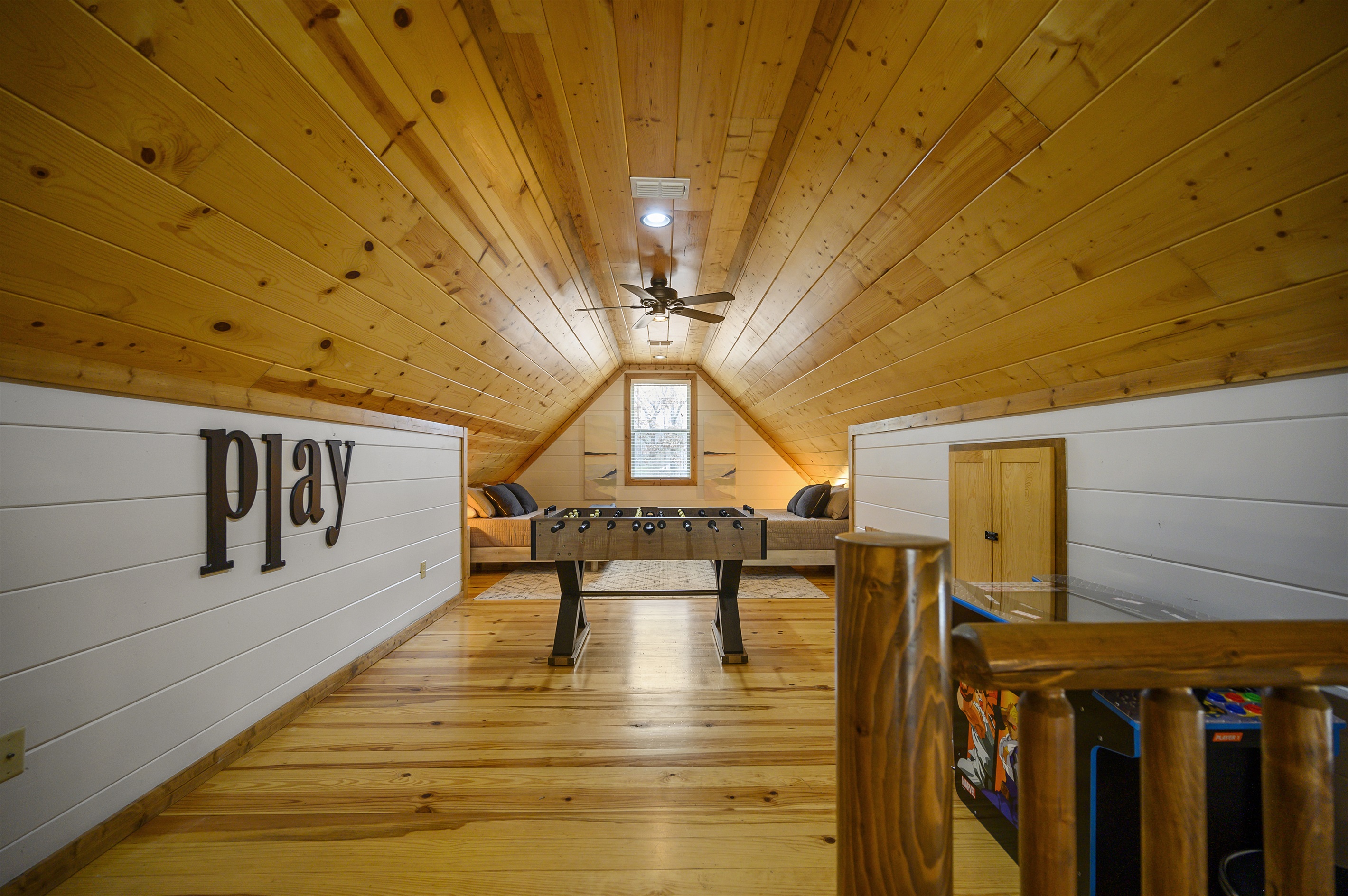 From foosball to cozy bed, this space is designed for endless fun and laughter. Let your imagination run wild and create lasting memories with friends and family. Play, relax, and make the most of  your stay!