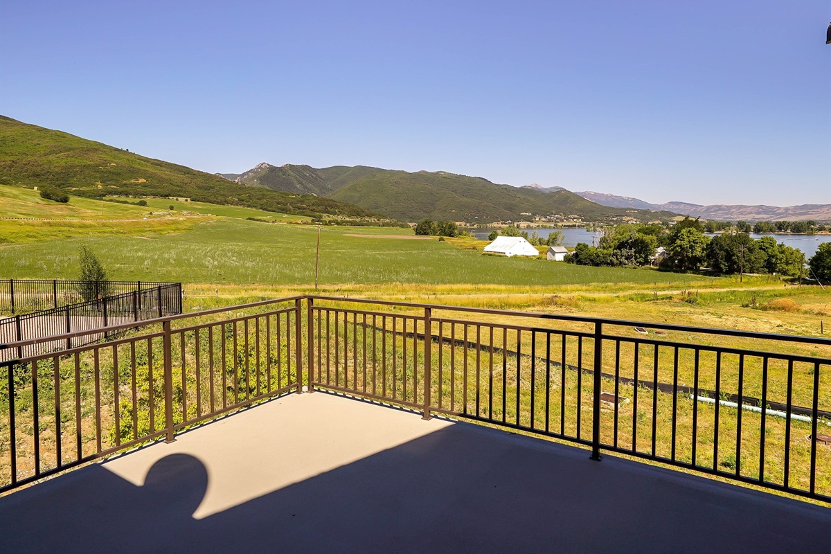 Private balcony with panoramic views of Pineview Reservoir.