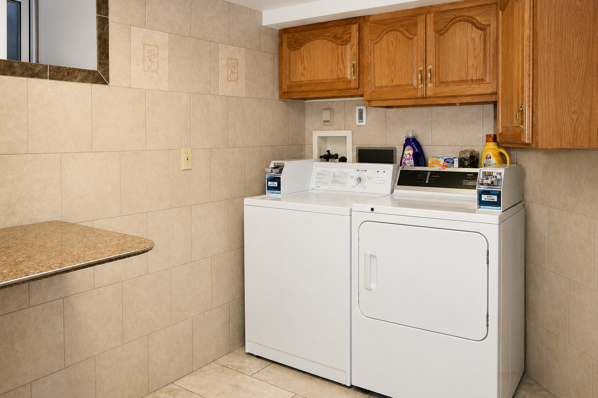 Shared laundry room on site is FREE for all our Dugout guests (yes, they are coin op, but we provide the quarters!)