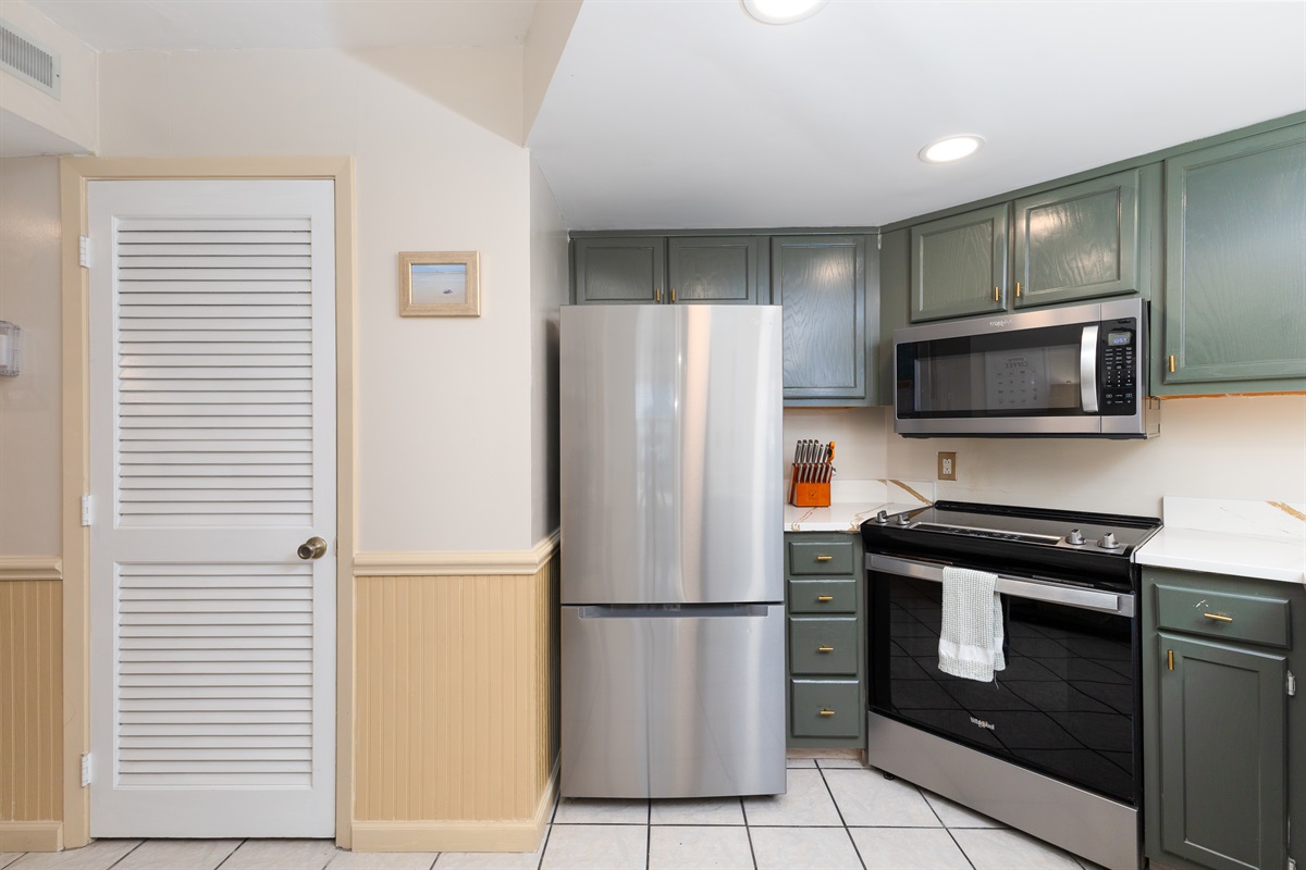 A modern kitchen with stainless steel appliances