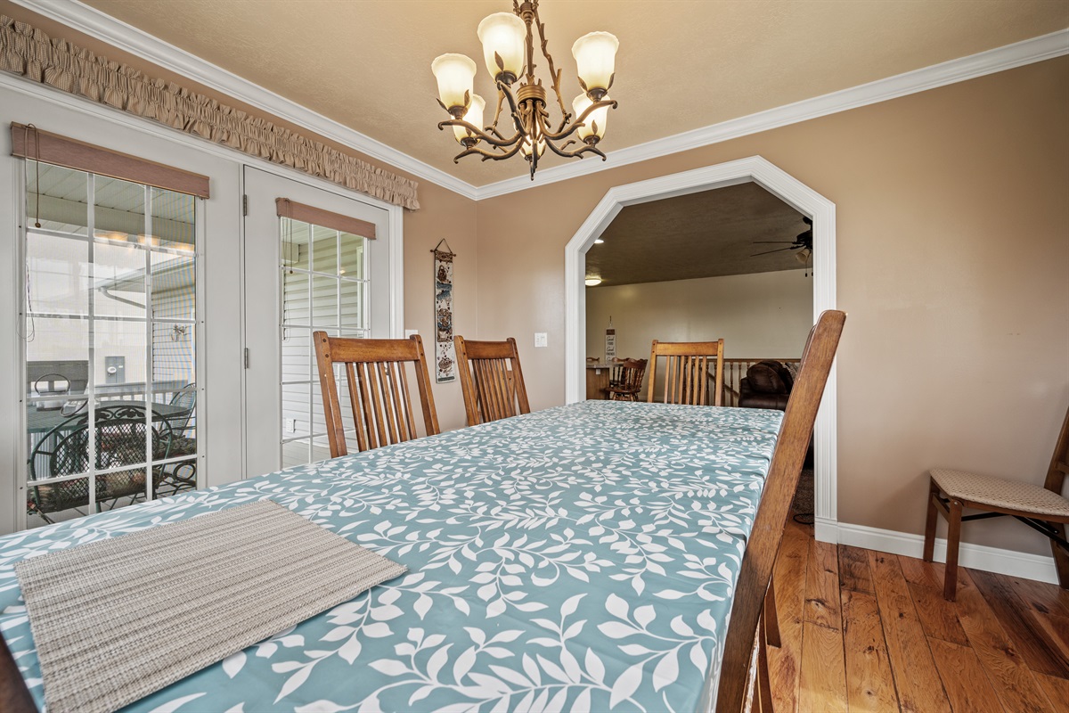 Direct access to the covered deck — ideal for indoor and outdoor entertaining.