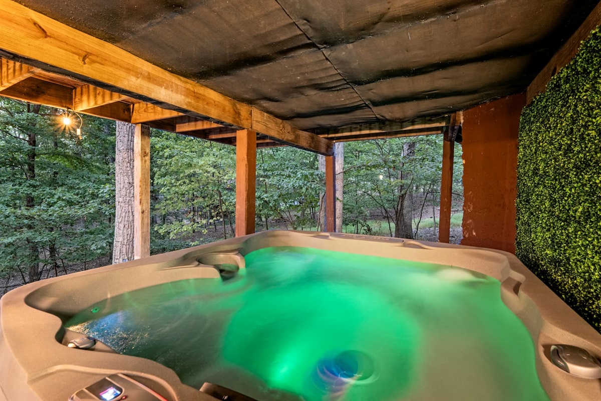 A wise man once said "nights out at the hot tub with view into the woods are the best way to spend a vacation."