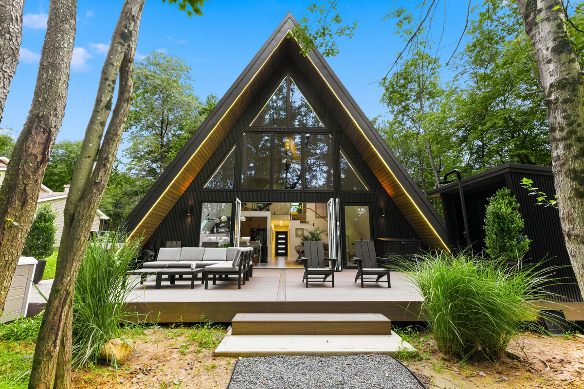 The A-frame with the wall folded open