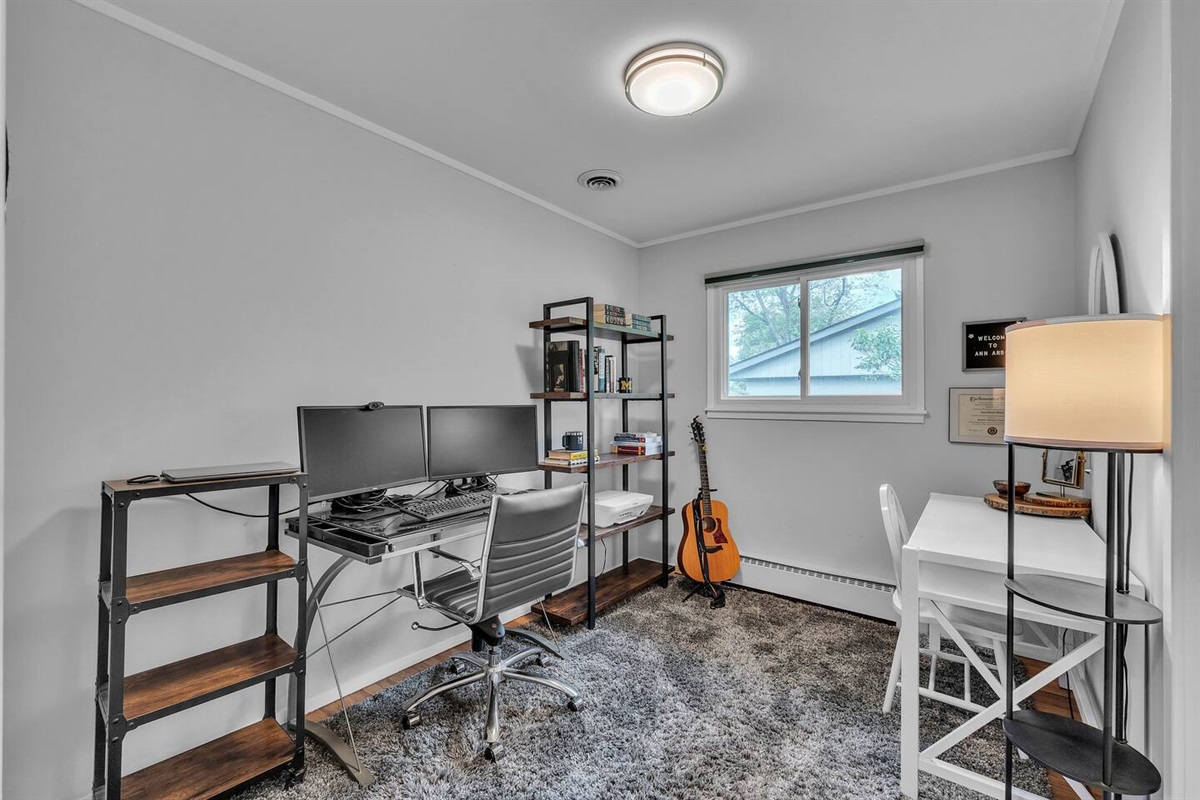 Need to attend to work? feel free to set up your laptop with two work desks in the designated office space. 