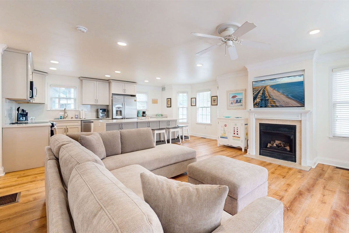 Living room area with ambient lighting