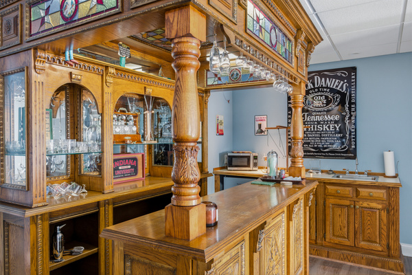 Hand-carved bar imported from Holland