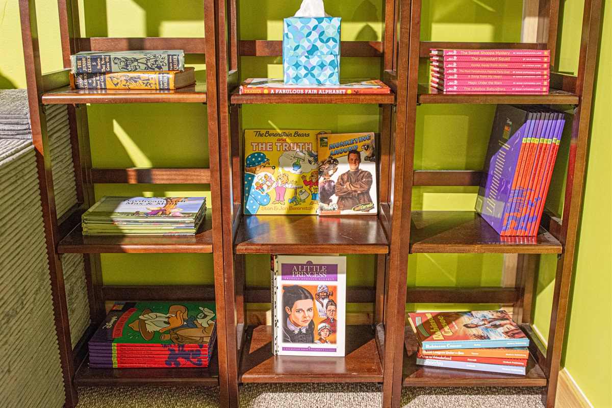 Organized Fun: Keep little ones entertained with our well-stocked collection of books and games.
