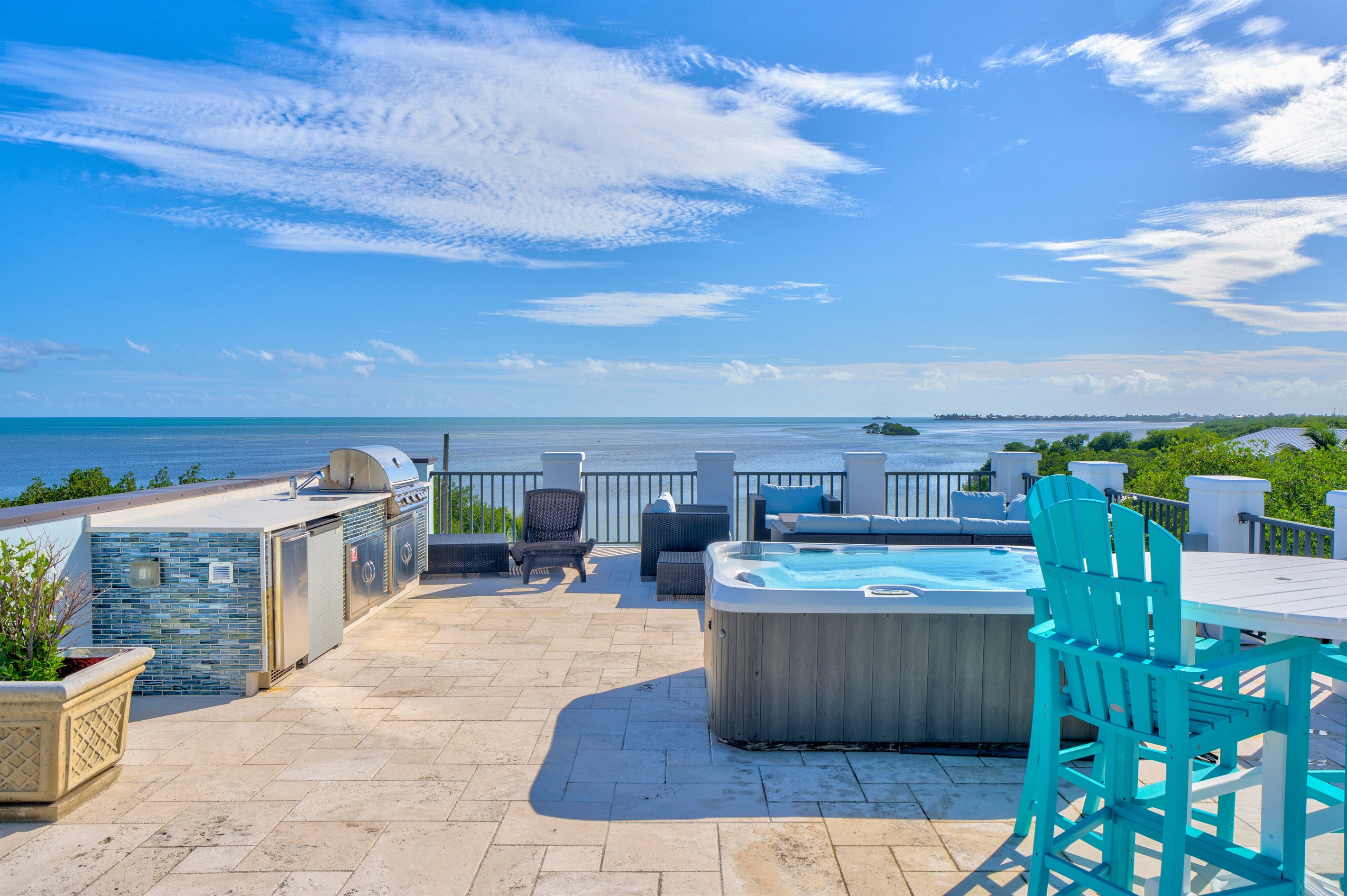 The elevator takes you to the top floor, where you can access the roof top with one flight of stairs.
