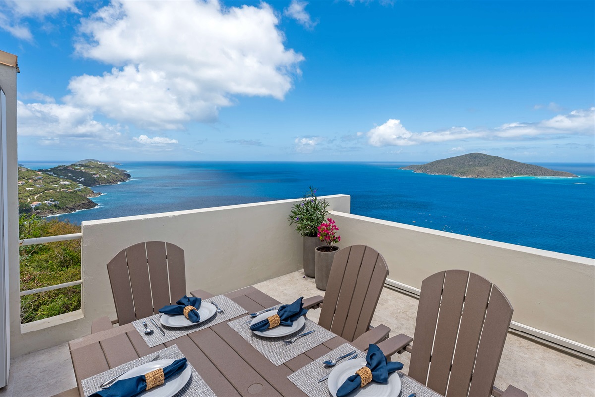 Large patio with dining table