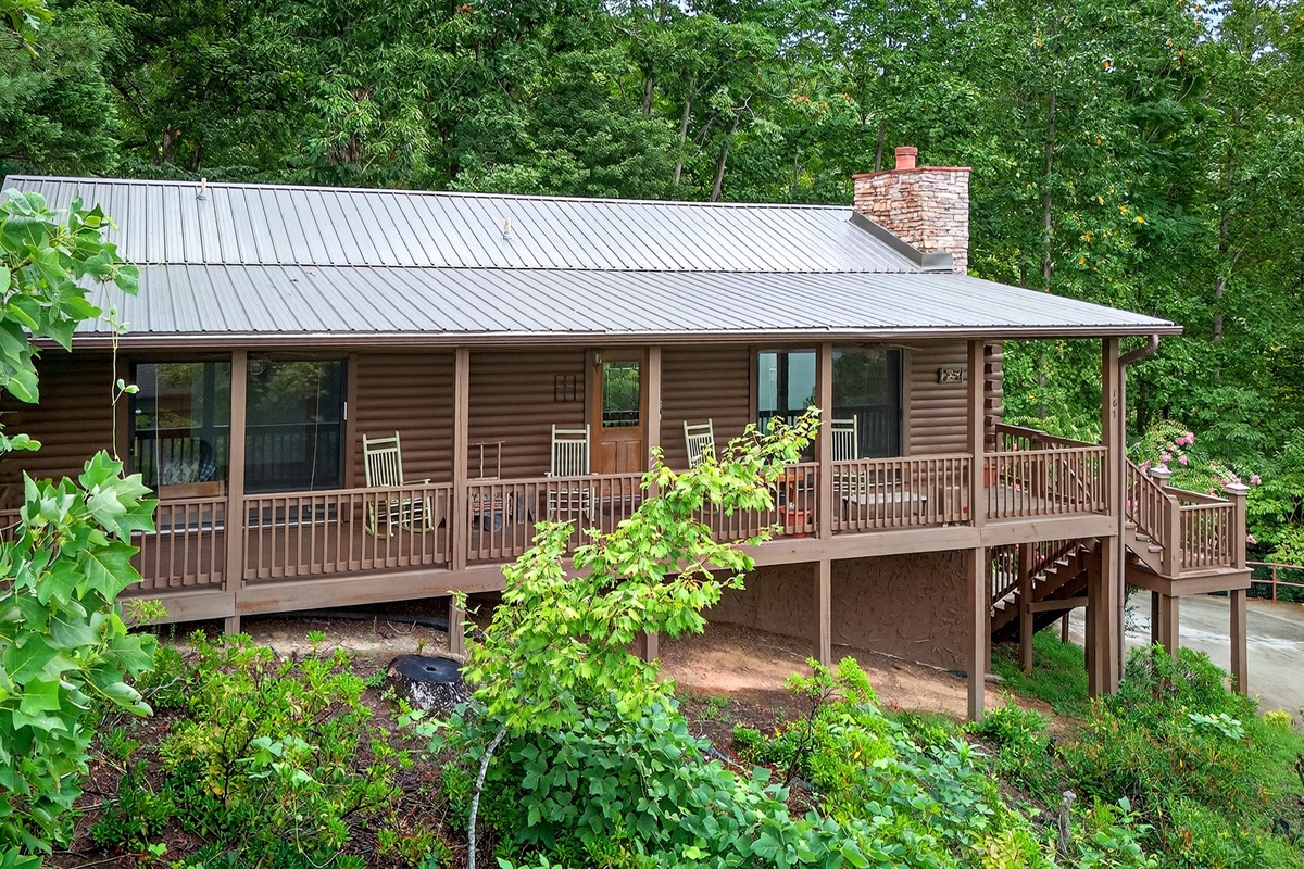 This home features a large, wrap around deck