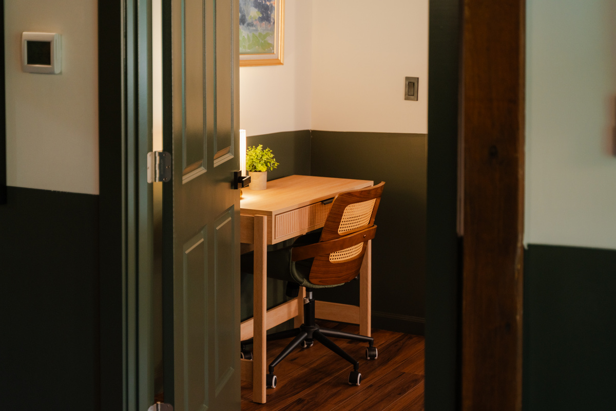A dedicated workspace with a desk, perfect for catching up on work during your stay.