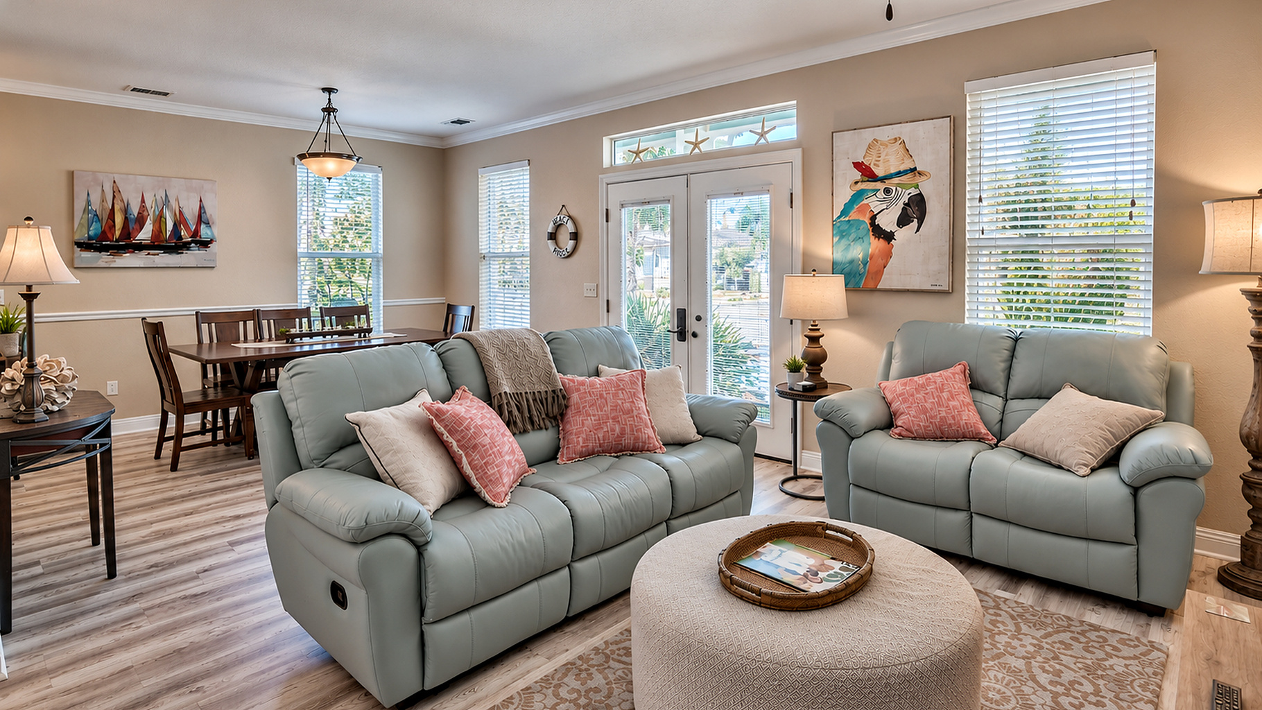 Cozy living space with reclining sofa.