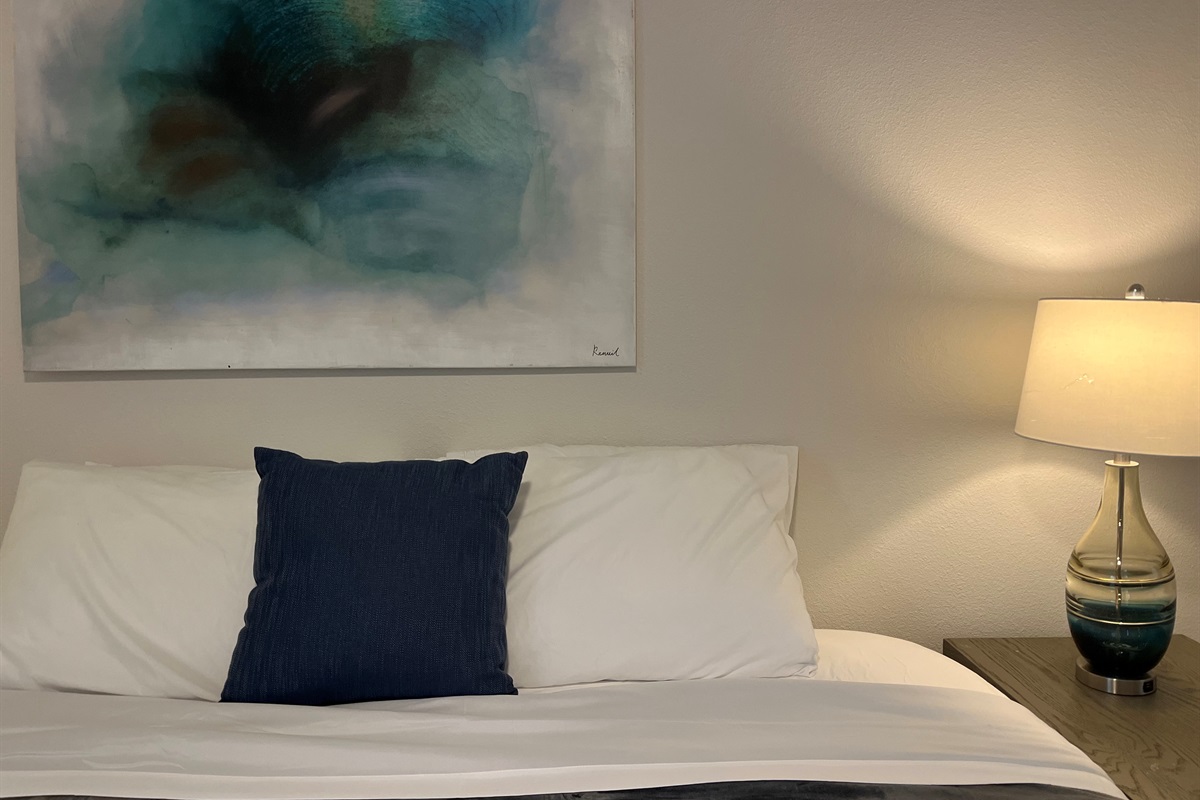 Spacious king bed for a deep, restful sleep